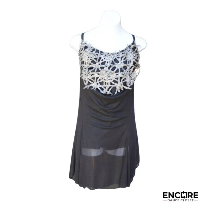 Black Leotard with Sparkling Mesh Overlay  dress