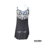 Black Leotard with Sparkling Mesh Overlay  dress