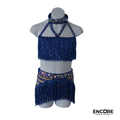 Royal Blue Fringe Two-Piece with Halter Neck  two piece