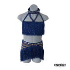Royal Blue Fringe Two-Piece with Halter Neck  two piece
