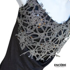 Black Leotard with Sparkling Mesh Overlay  dress