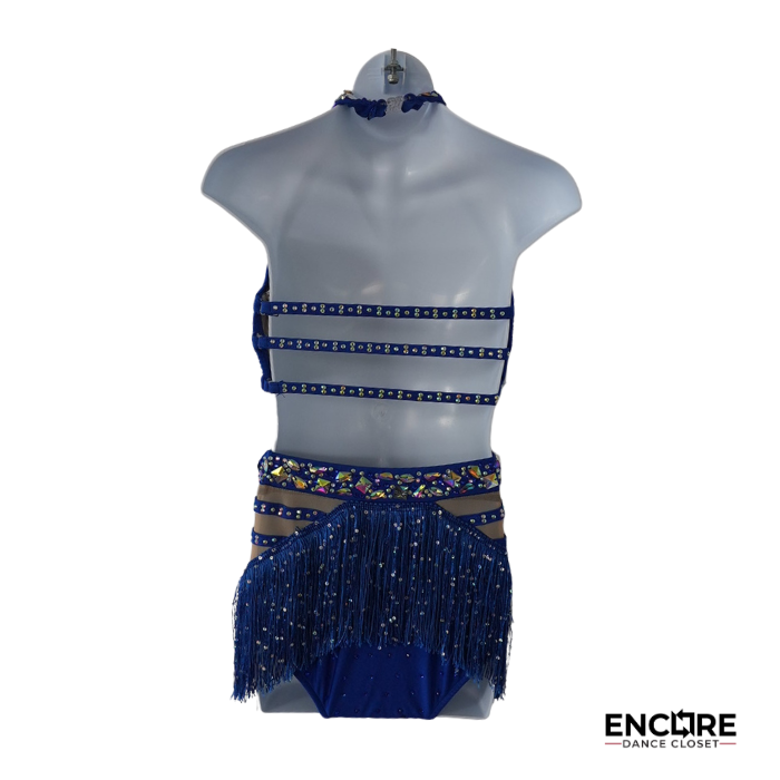 Royal Blue Fringe Two-Piece with Halter Neck  two piece