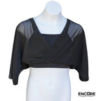 Black Sports Top with Dolman Sleeve Mesh Overlay  top
