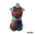 Multicolor Sequin Two-Piece with Feather Accents  biketard