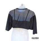 Black Sports Top with Dolman Sleeve Mesh Overlay  top