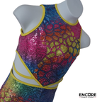 Multicolor Sequin Two-Piece with Feather Accents  biketard