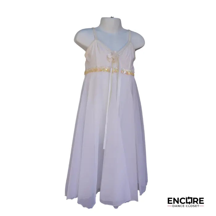 White Cotton Leotard with Flower Detail and Mesh Skirt  dress