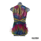 Multicolor Sequin Two-Piece with Feather Accents  biketard