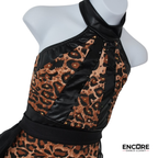 Leopard Print Two-Piece with Tulle Peplum Skirt  leotard
