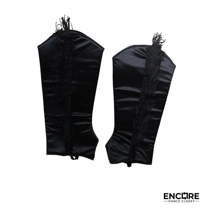 Black Fringe & Studded Mesh Long-Sleeve Leo  leotard