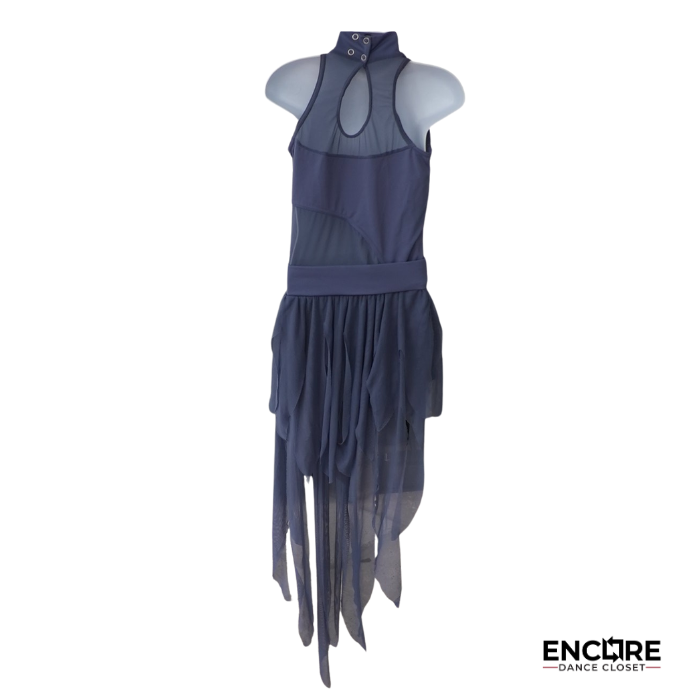 Slate Blue Lyrical Costume with Feathered Collar  leotard