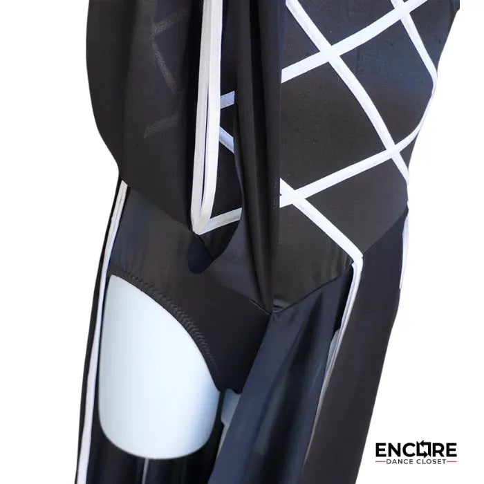 Black Leotard Dress with White Piping  dress