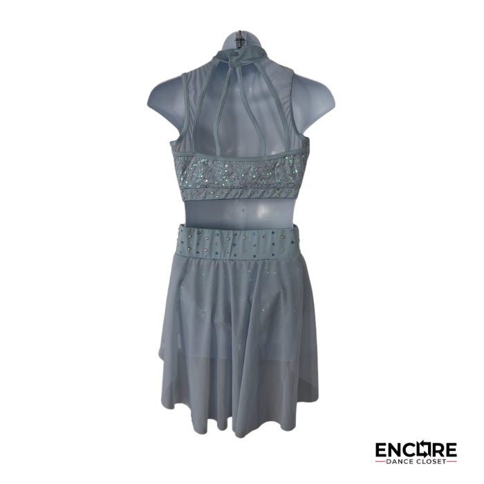 Ice Blue Two-Piece with Sheer Overlay and Rhinestones  two piece