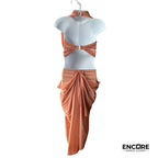 Elegant and Simple Nude Lyrical Two-Piece with Flowing Mesh Layers  two piece