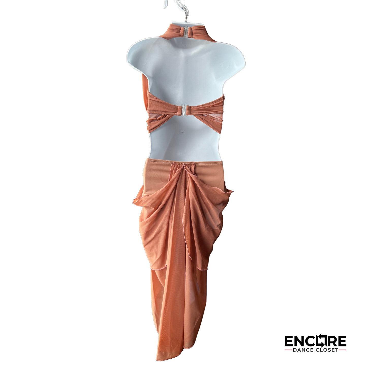 Elegant and Simple Nude Lyrical Two-Piece with Flowing Mesh Layers