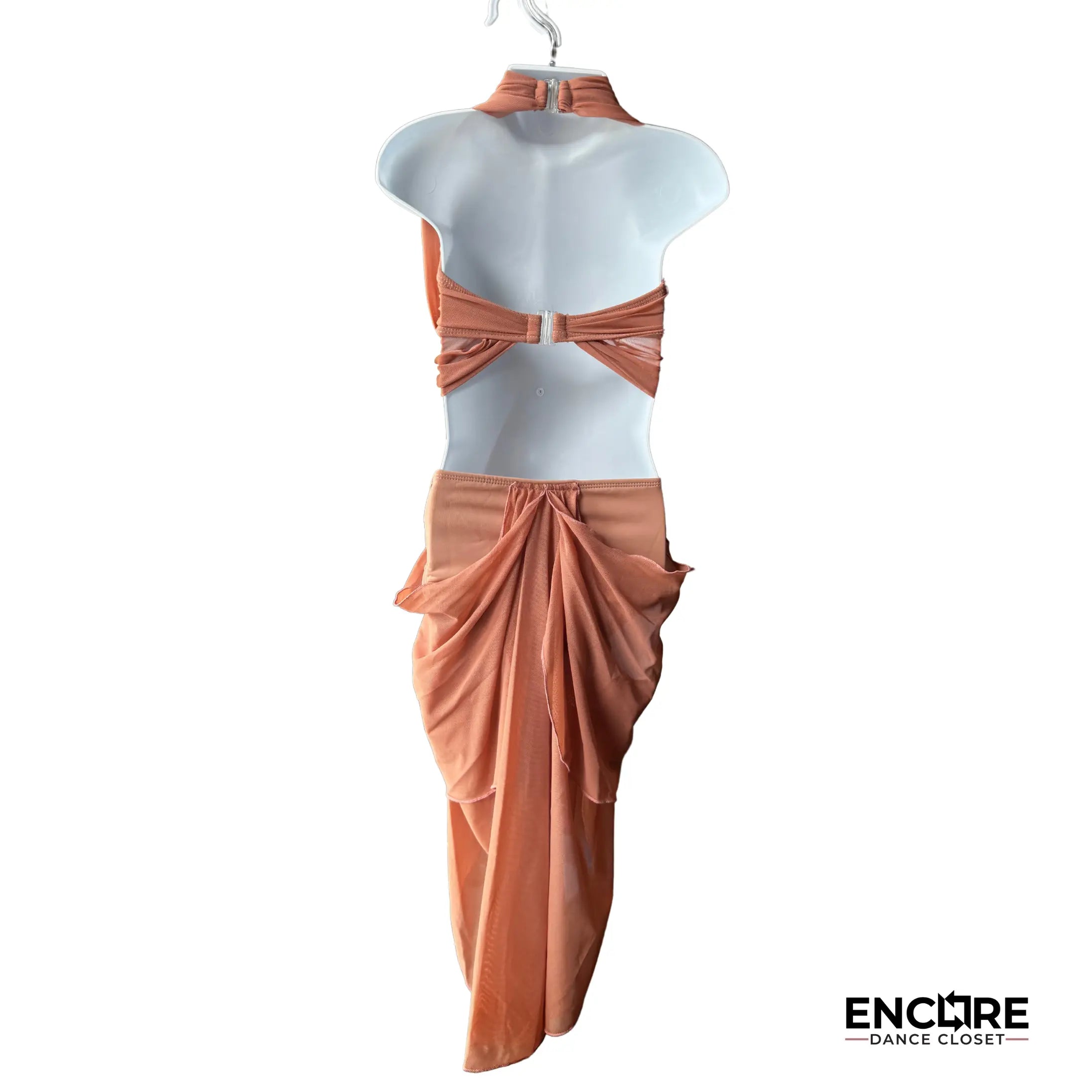 Elegant and Simple Nude Lyrical Two-Piece with Flowing Mesh Layers  two piece