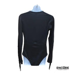 Black Fringe & Studded Mesh Long-Sleeve Leo  leotard