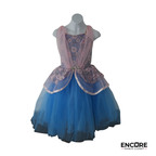 Blue Tutu Dress with Floral Lace and Pink Overlay  dress
