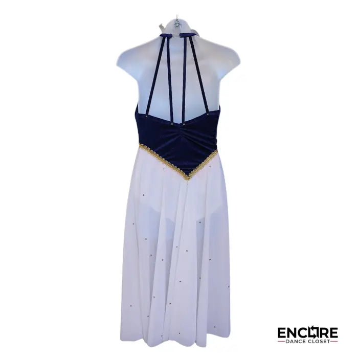 Blue Velvet Halter Dress with Rhinestone Detail  dress