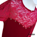 Red Velvet Dress with Lace and Glove Sleeves  dress