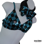 Teal & Black Sequin Checkered Costume Set  two piece