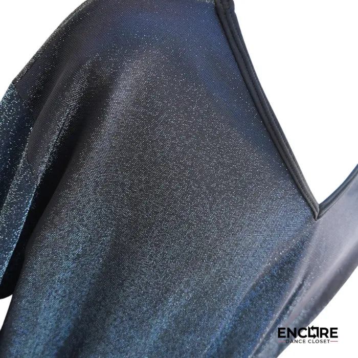 Navy Shiny Mesh Long-Sleeve Boxy Top  top