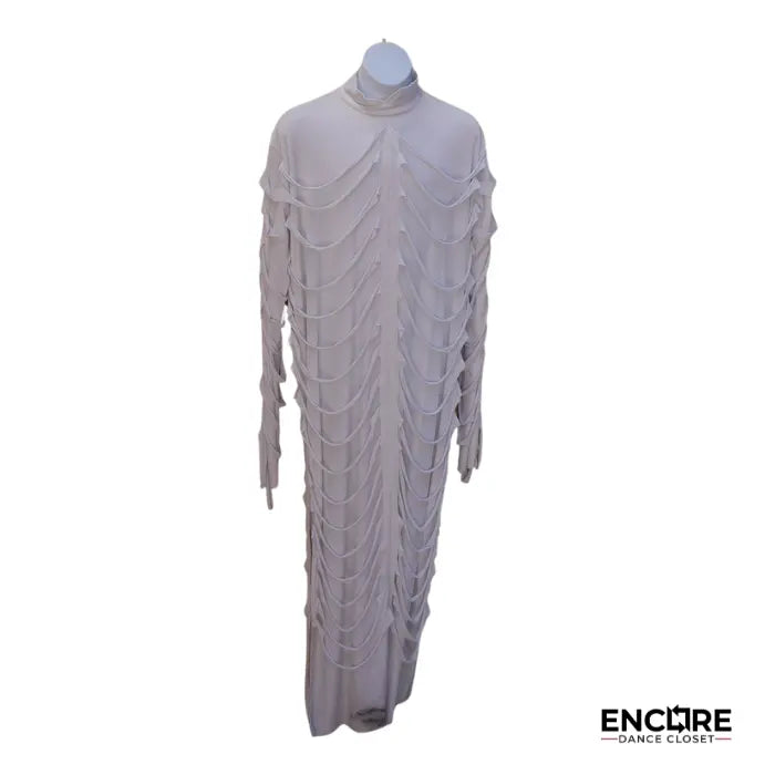 White Distressed Long Dress with Tears  dress