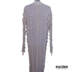 White Distressed Long Dress with Tears  dress