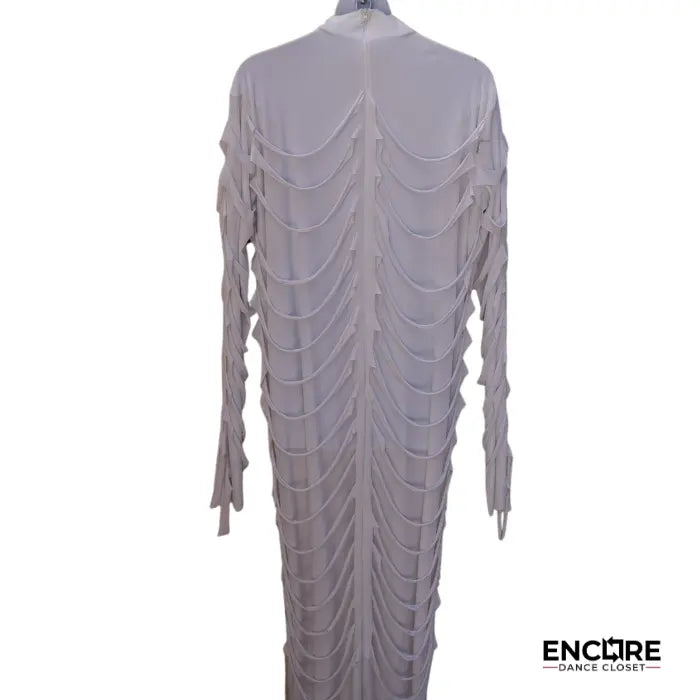 White Distressed Long Dress with Tears  dress