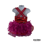 Red Sequin Feathered Performance Dress  dress