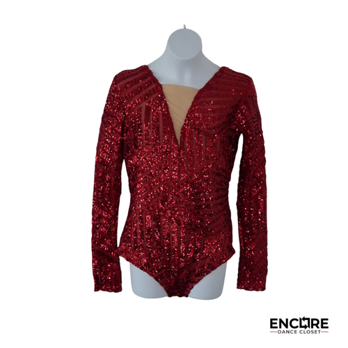Ruby Sequin Long-Sleeve Dance Leotard  leotard