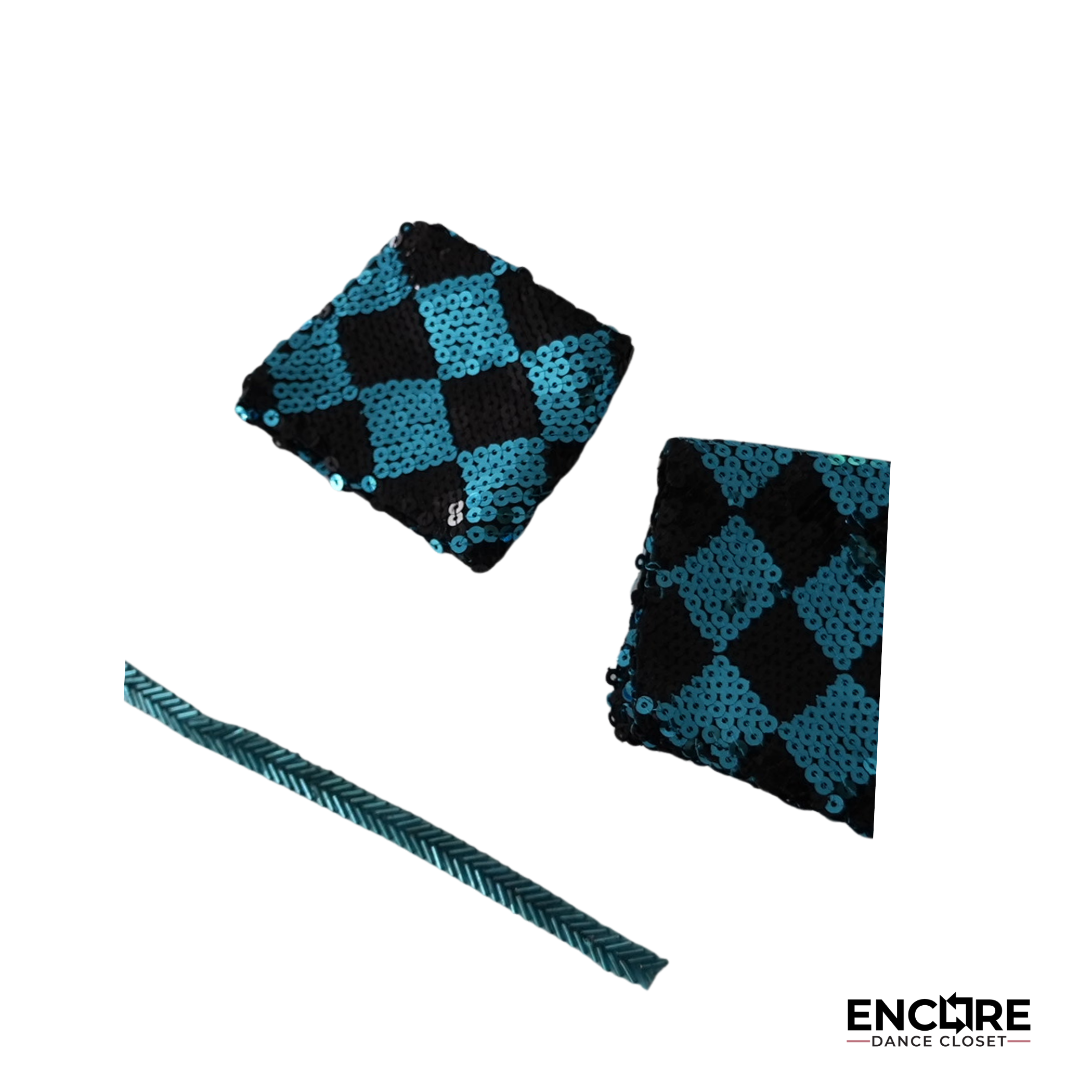 Teal & Black Sequin Checkered Costume Set  two piece