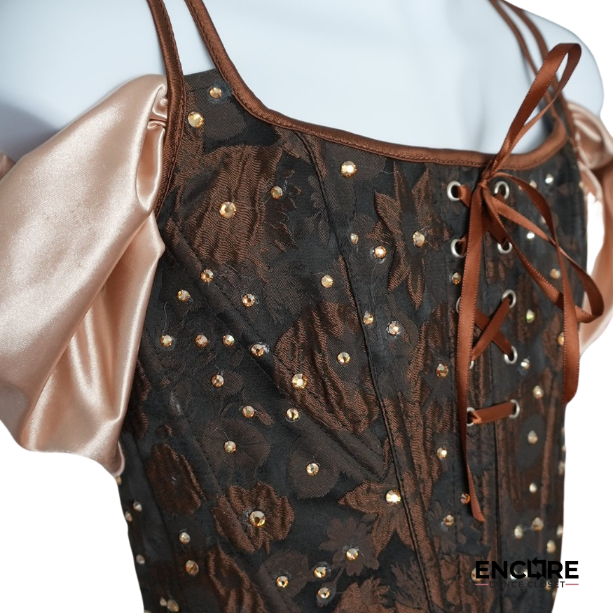 Beige Silk Flare Shorts & Corset Top - Encore Dance Closet