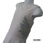 Soft White Lyrical Dress with Rhinestone Appliqué & Flowing Skirt  dress