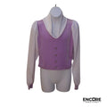 Lilac Velvet Boxy Shirt with Puffy Sleeves  top