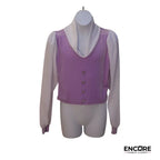 Lilac Velvet Boxy Shirt with Puffy Sleeves  top