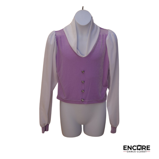 Lilac Velvet Boxy Shirt with Puffy Sleeves