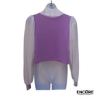 Lilac Velvet Boxy Shirt with Puffy Sleeves  top