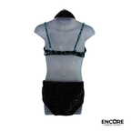 Teal & Black Sequin Checkered Costume Set  two piece