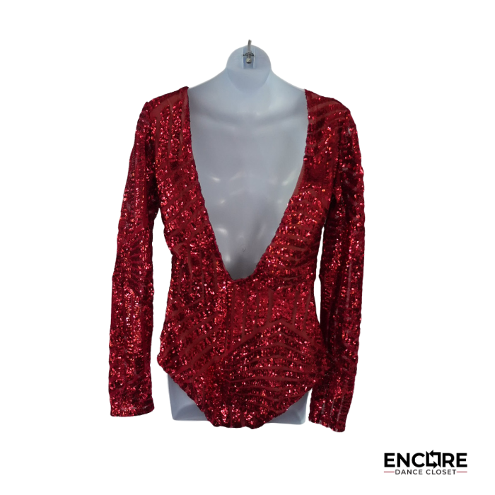 Ruby Sequin Long-Sleeve Dance Leotard  leotard