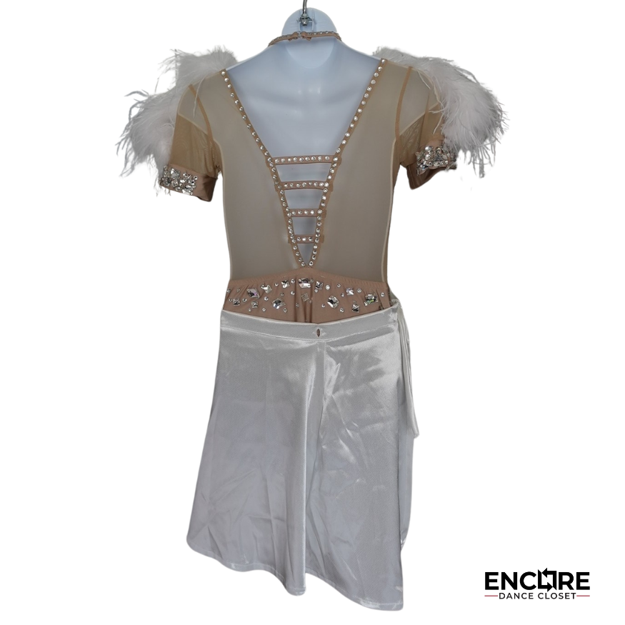Sparkly Beige Leotard with Feathers - Encore Dance Closet
