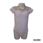 White Velvet Leotard with Mesh Top  leotard