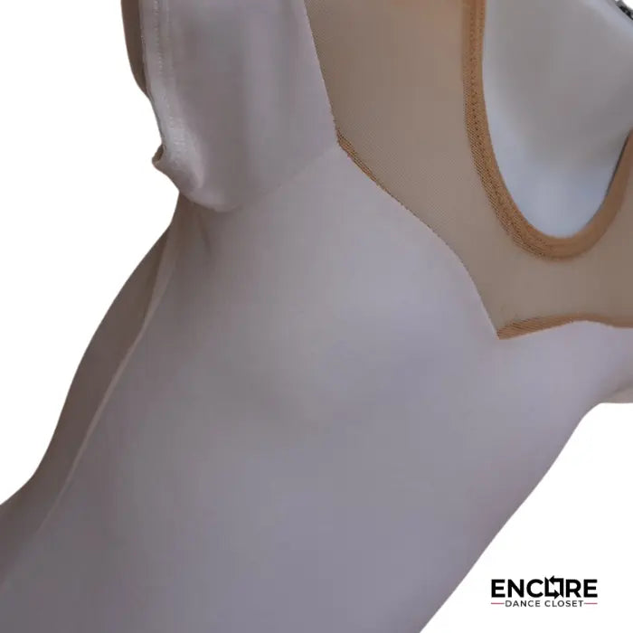 White Velvet Leotard with Mesh Top  leotard