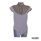 White Velvet Leotard with Mesh Top  leotard