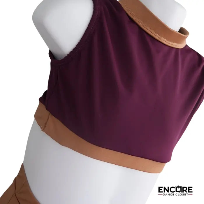 Maroon & Caramel Two-Piece Wide-Leg Set  two piece