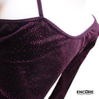 Purple Velvet Asymmetrical Top and Pants Set  two piece