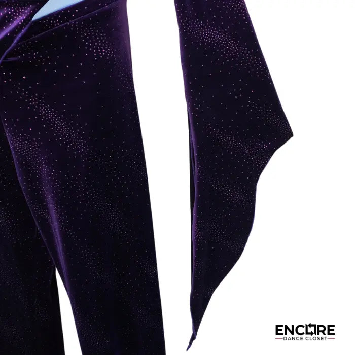 Purple Velvet Asymmetrical Top and Pants Set  two piece