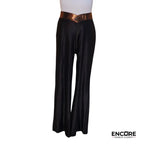 Black Flared Lycra Pants with Orange Foil Waistband  pants