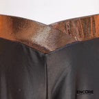 Black Flared Lycra Pants with Orange Foil Waistband  pants