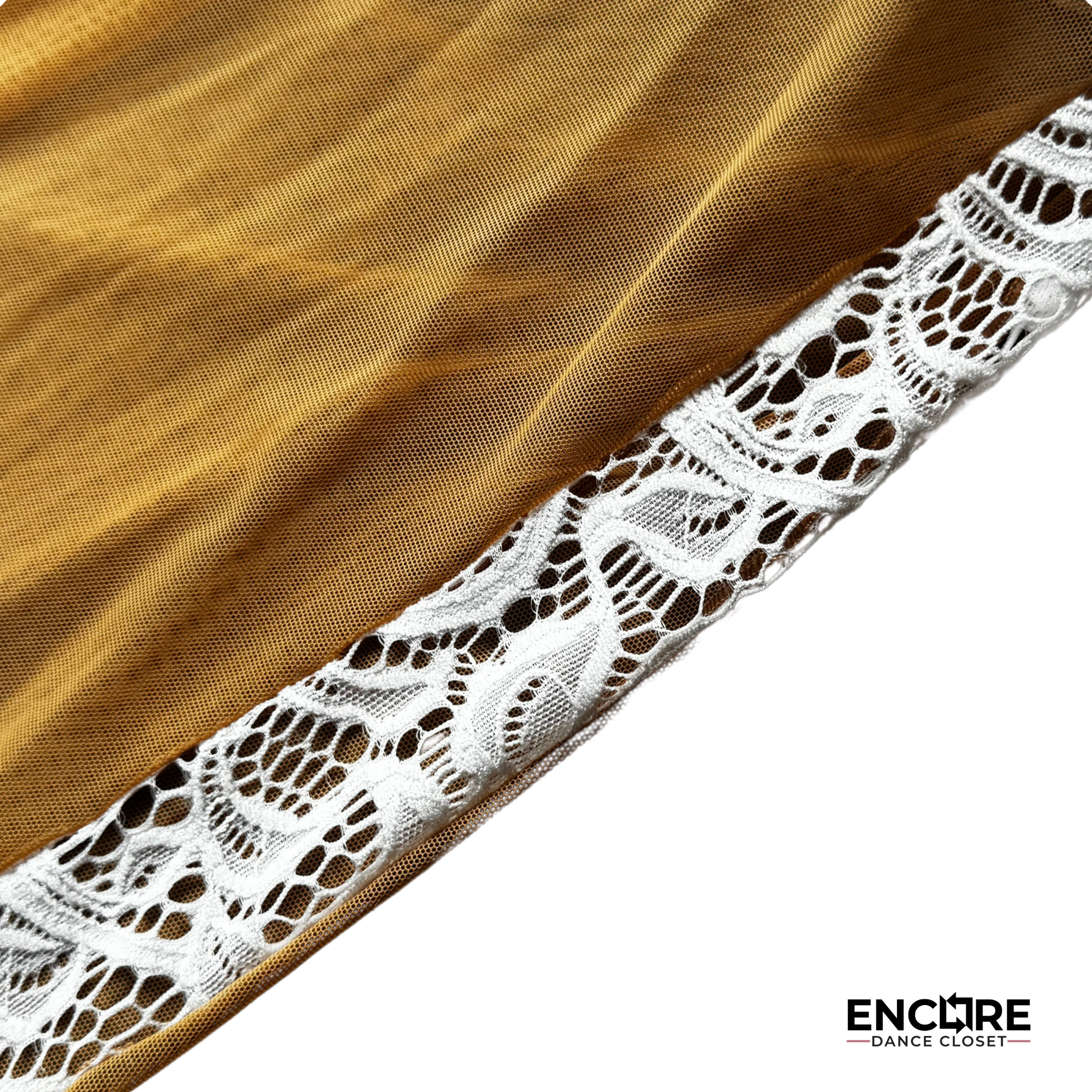 Elegant Two-Piece Nude and White Lace Costume - Encore Dance Closet